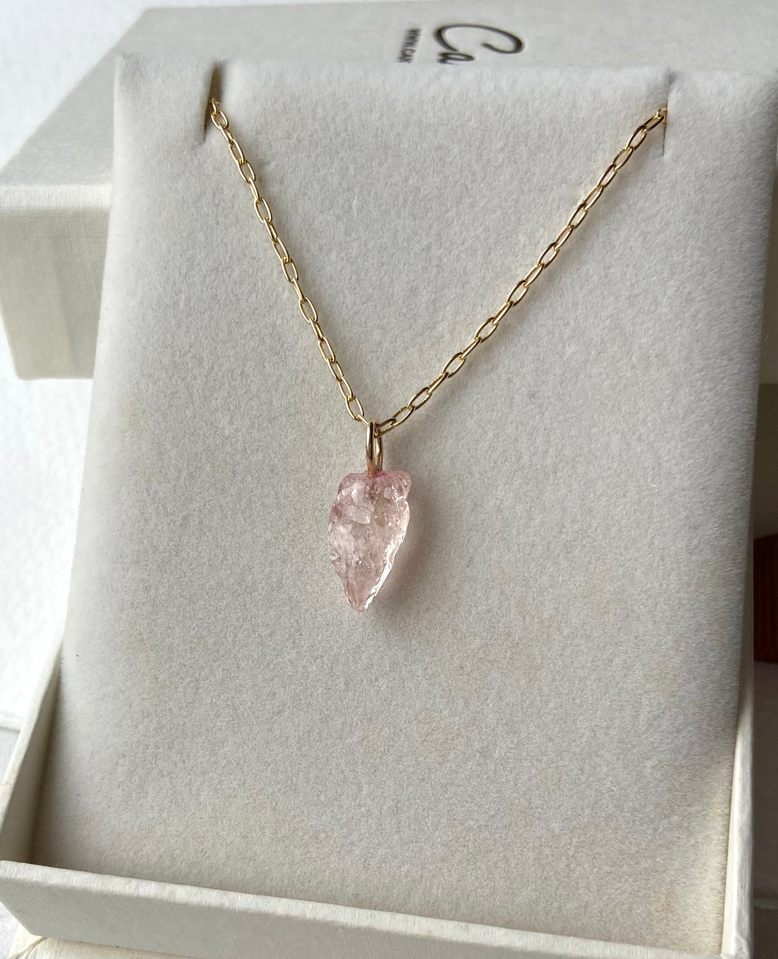 Raw Morganite Crystal Pendant Necklace