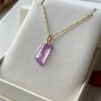 Raw Kunzite Crystal Pendant Necklace