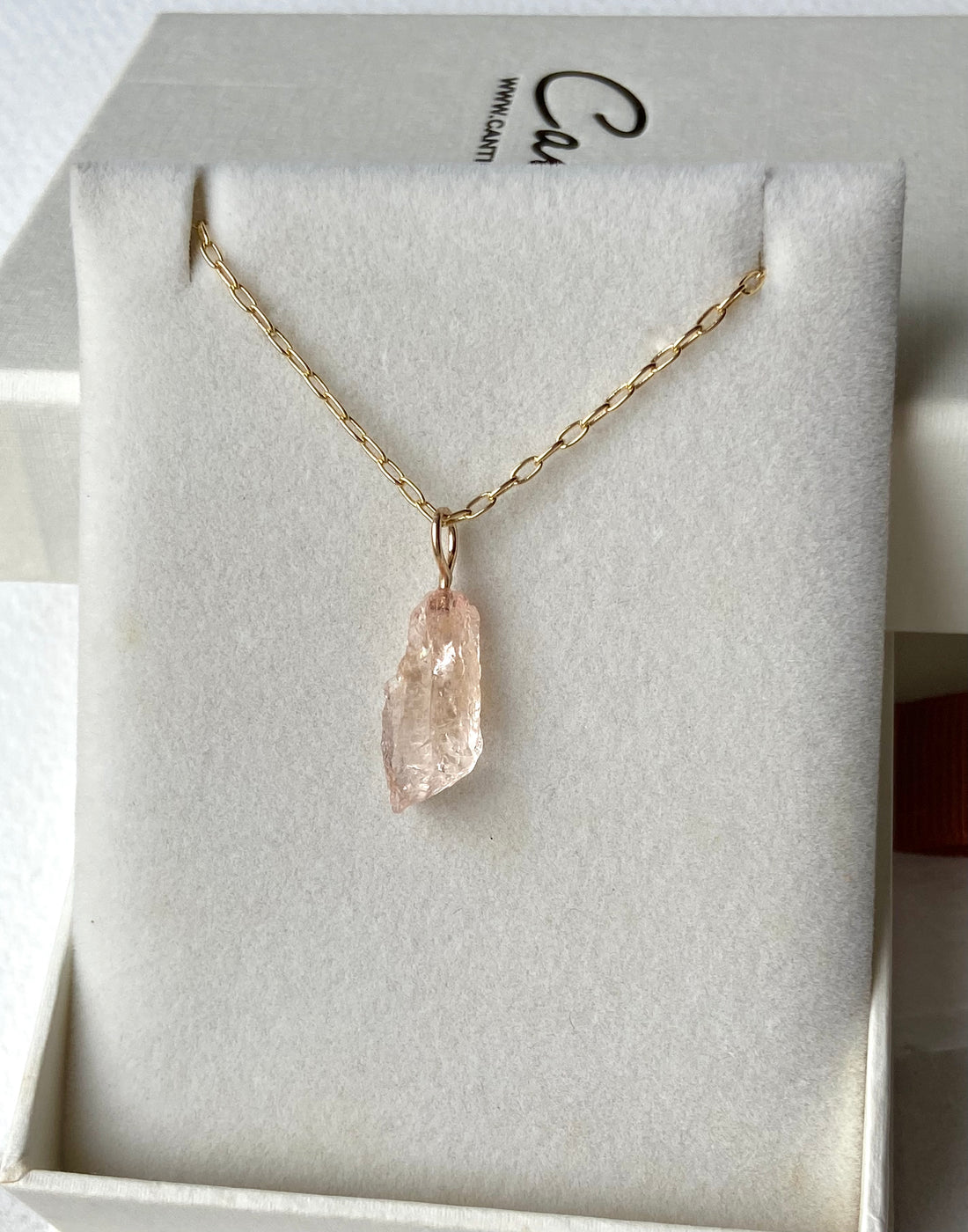 Raw Morganite Crystal Pendant Necklace