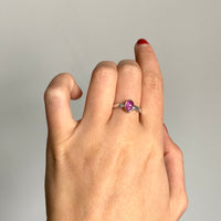 Raw Pink Sapphire and Mixed Metal Ring, Wedding Ring, Engagement Ring, September Birthstone Ring