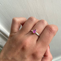 Raw Pink Sapphire and Mixed Metal Ring, Wedding Ring, Engagement Ring, September Birthstone Ring