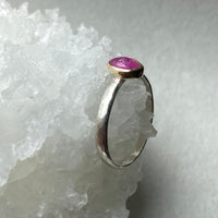 Raw Pink Sapphire and Mixed Metal Ring, Wedding Ring, Engagement Ring, September Birthstone Ring