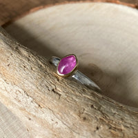 Raw Pink Sapphire and Mixed Metal Ring, Wedding Ring, Engagement Ring, September Birthstone Ring