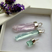 Raw Aquamarine Crystal Pendant Necklace, March Birthstone