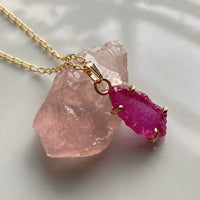 Raw Mozambique Ruby Pendant Necklace, July Birthstone
