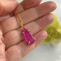 Raw Mozambique Ruby Pendant Necklace, July Birthstone
