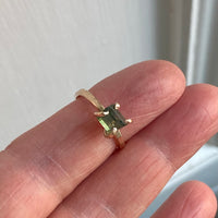 Raw Teal Green Blue Tourmaline Ring, October Birthstone Ring