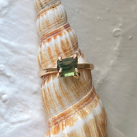 Raw Teal Green Blue Tourmaline Ring, October Birthstone Ring