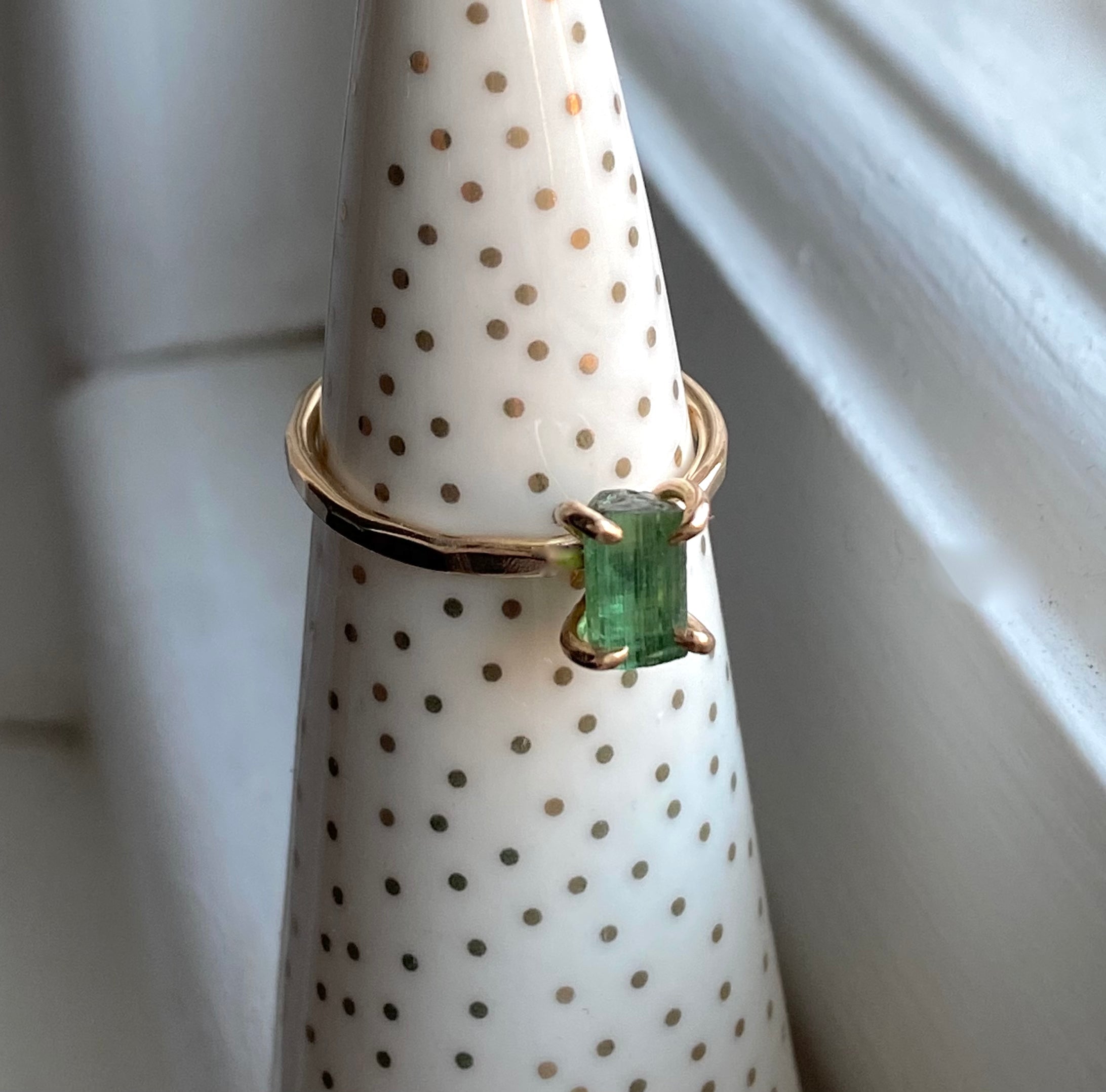 Store Tourmaline ring hammered gold & silver ring