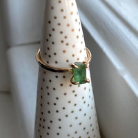 Raw Green Tourmaline Ring, October Birthstone Ring