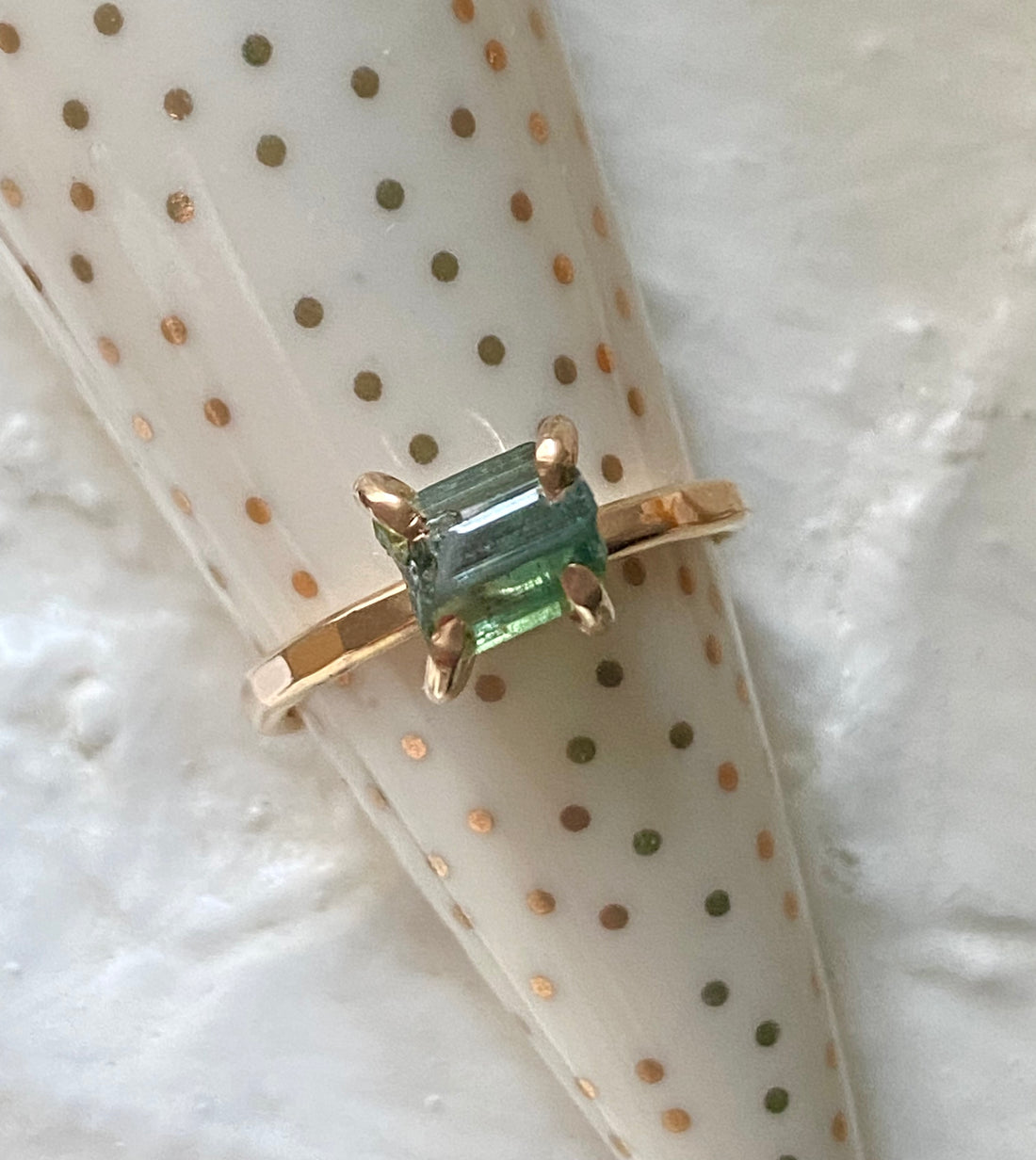 Raw Teal Green Blue Tourmaline Ring, October Birthstone Ring