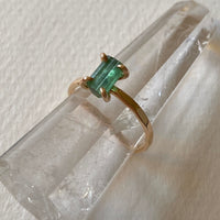 Raw Green Tourmaline Ring, October Birthstone Ring