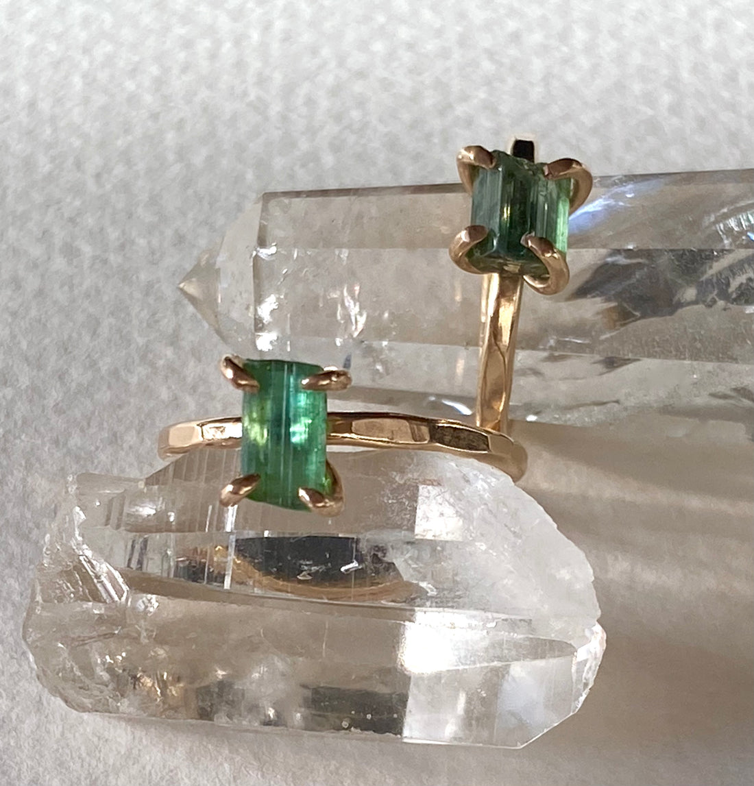 Raw Teal Green Blue Tourmaline Ring, October Birthstone Ring