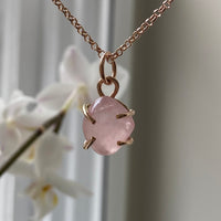 Rose Quartz Crystal Pendant Necklace