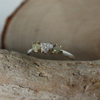 Rough Diamond Ring in 14k Gold and Sterling Silver, Engagement or Wedding Ring