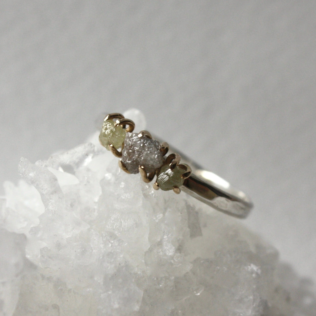 Rough Diamond Ring in 14k Gold and Sterling Silver, Engagement or Wedding Ring