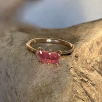 Raw Rubellite Pink Tourmaline Ring, October Birthstone Ring