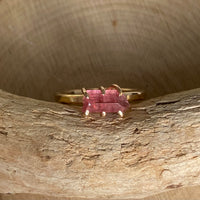 Raw Rubellite Pink Tourmaline Ring, October Birthstone Ring