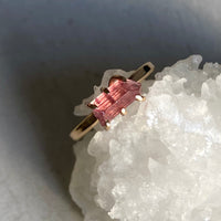Raw Rubellite Pink Tourmaline Ring, October Birthstone Ring