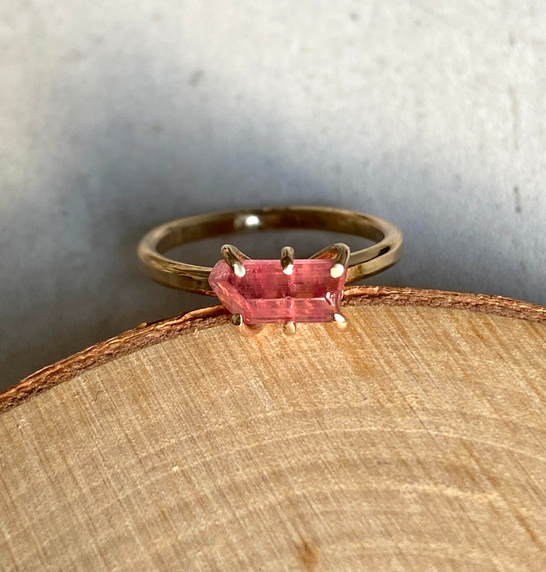 Raw Rubellite Pink Tourmaline Ring, October Birthstone Ring