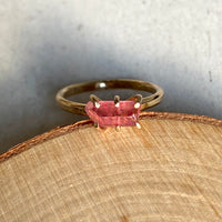 Raw Rubellite Pink Tourmaline Ring, October Birthstone Ring