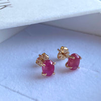 Mozambique Ruby Stud Earrings, July Birthstone