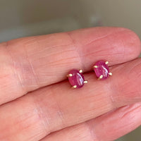Mozambique Ruby Stud Earrings, July Birthstone