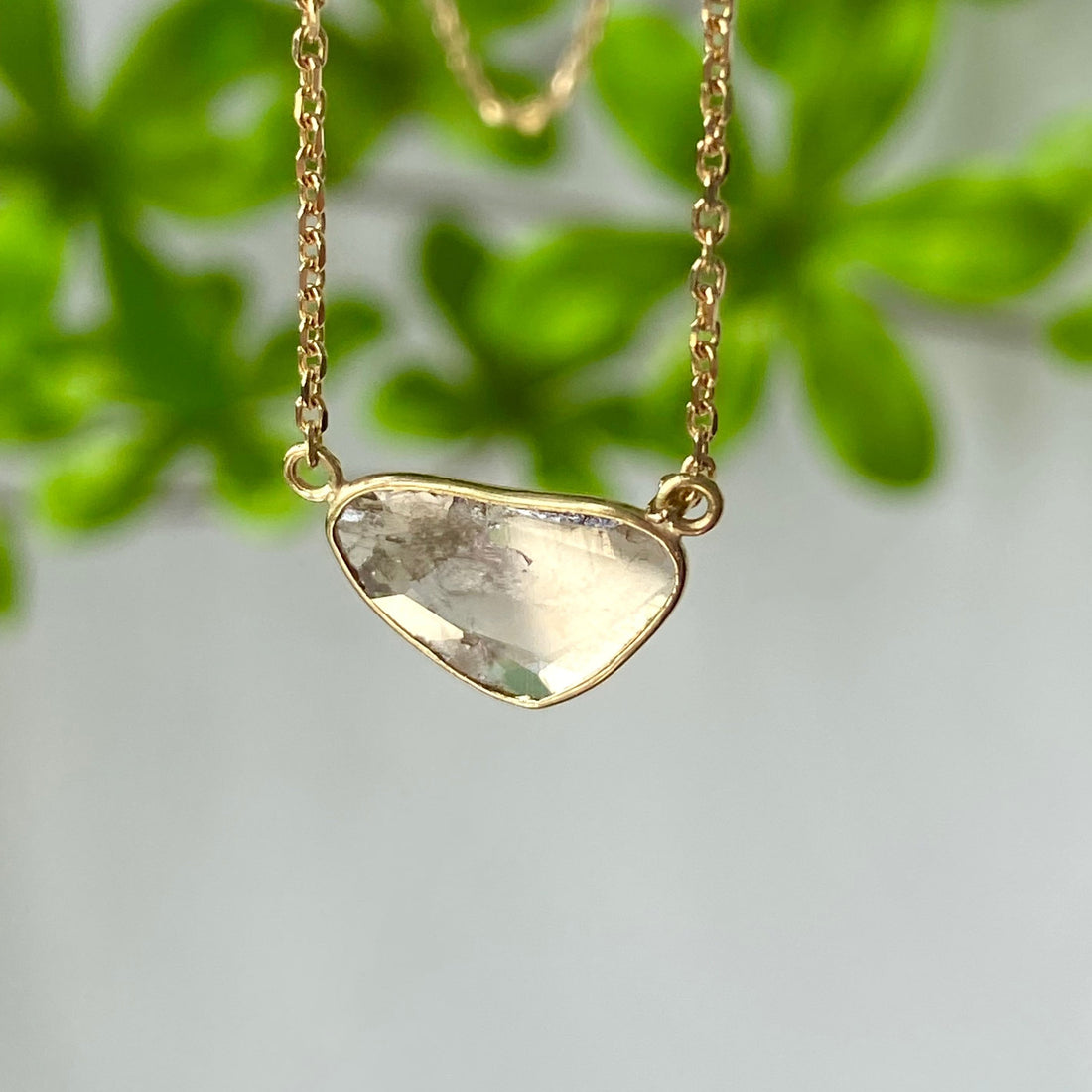 Salt and Pepper Diamond Slice Pendant Necklace, 18k Gold