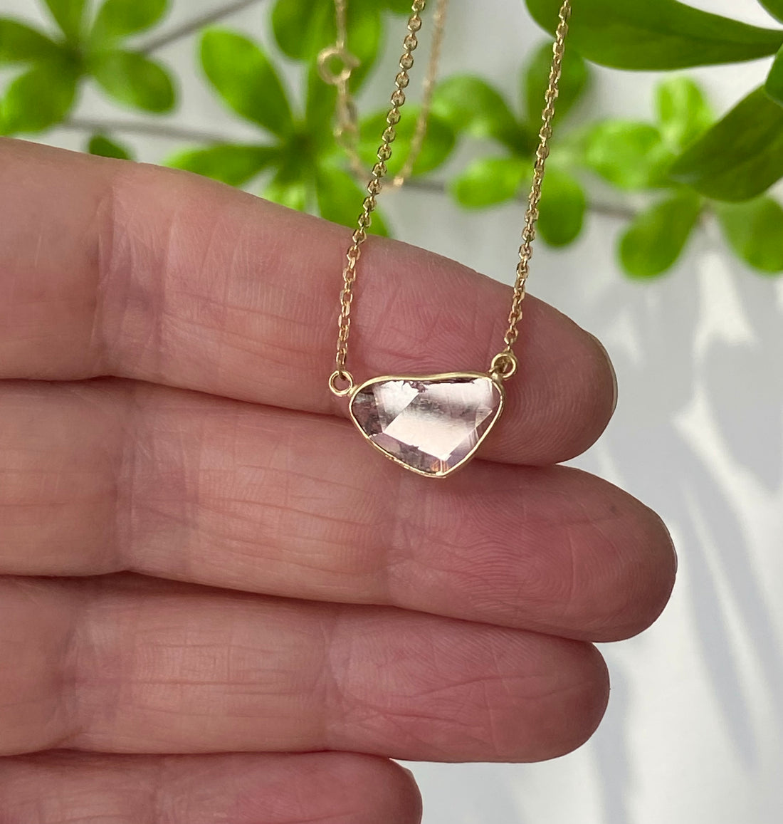 Salt and Pepper Diamond Slice Pendant Necklace, 18k Gold