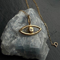 Evil Eye Pendant with Diamond, April Birthstone Necklace