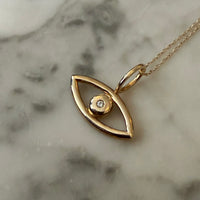 Evil Eye Pendant with Diamond, April Birthstone Necklace