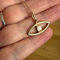 Evil Eye Pendant with Diamond, April Birthstone Necklace