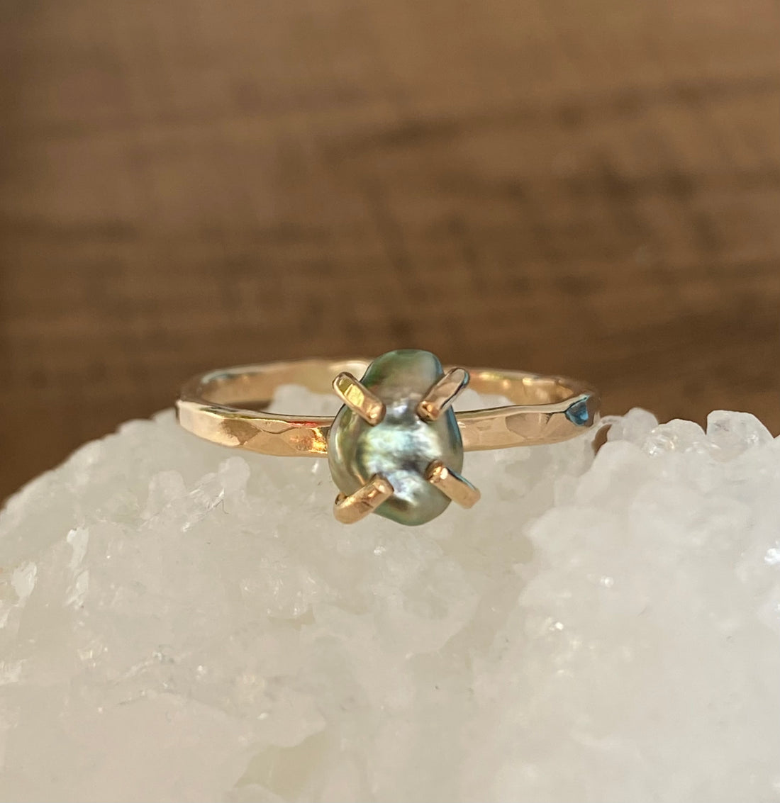 Tahitian Keshi Pearl Ring, June Birthstone Ring