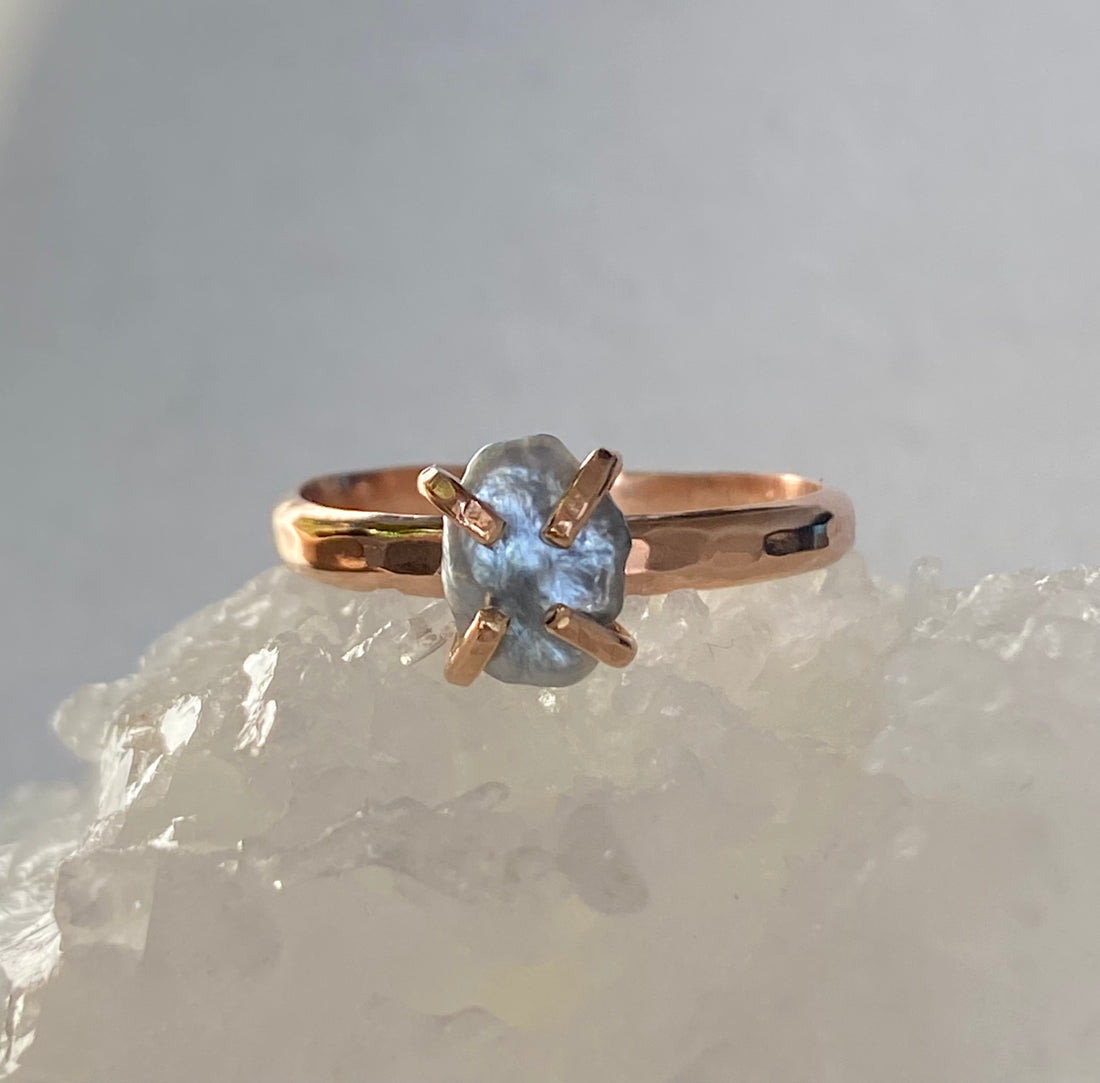 Tahitian Keshi Pearl Ring, June Birthstone Ring