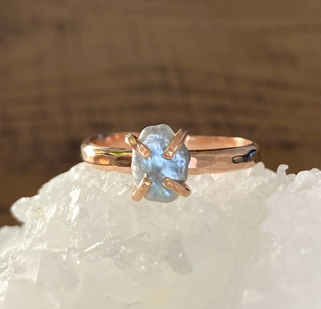 Tahitian Keshi Pearl Ring, June Birthstone Ring