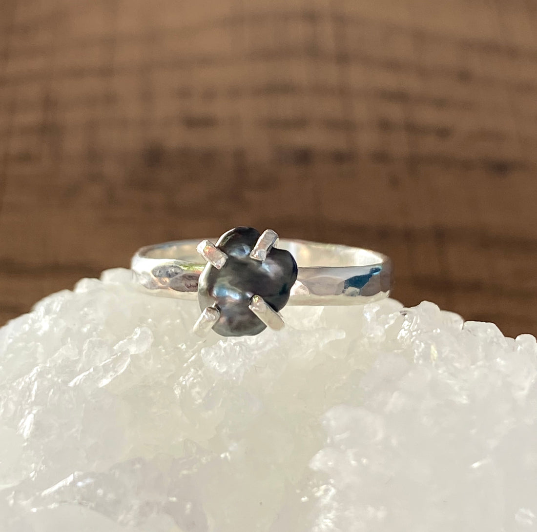 Tahitian Keshi Pearl Ring, June Birthstone Ring