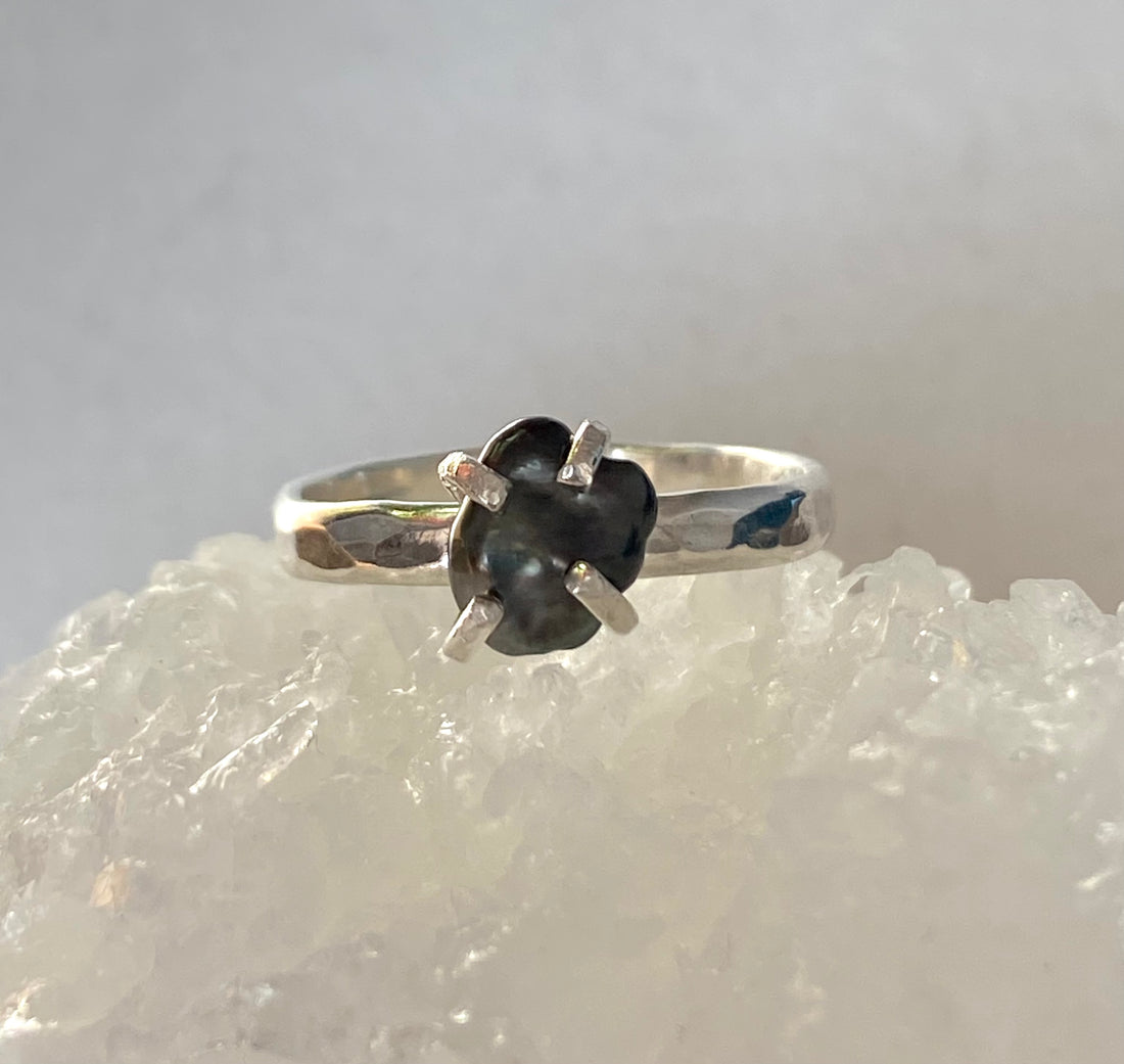 Tahitian Keshi Pearl Ring, June Birthstone Ring