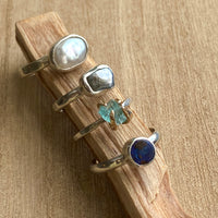 Raw Natural Aquamarine Crystal Ring, March Birthstone