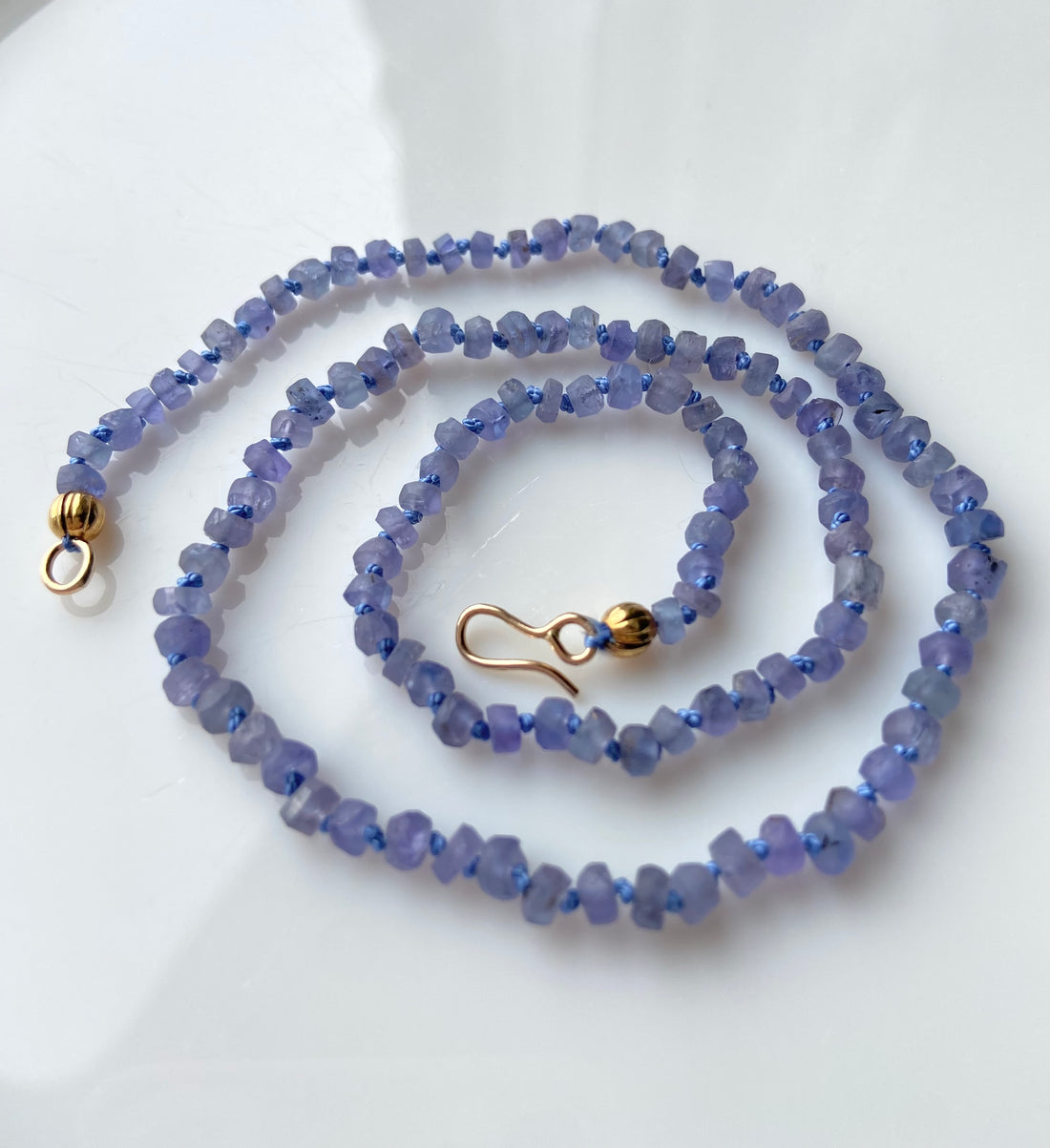 Tanzanite Silk Knotted Necklace, December Birthstone Necklace