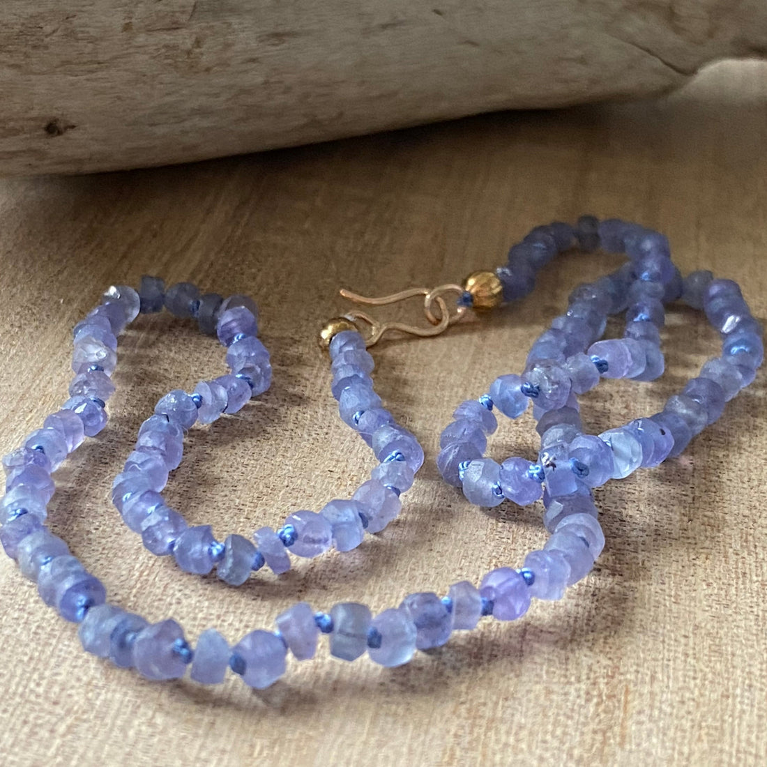 Tanzanite Silk Knotted Necklace, December Birthstone Necklace