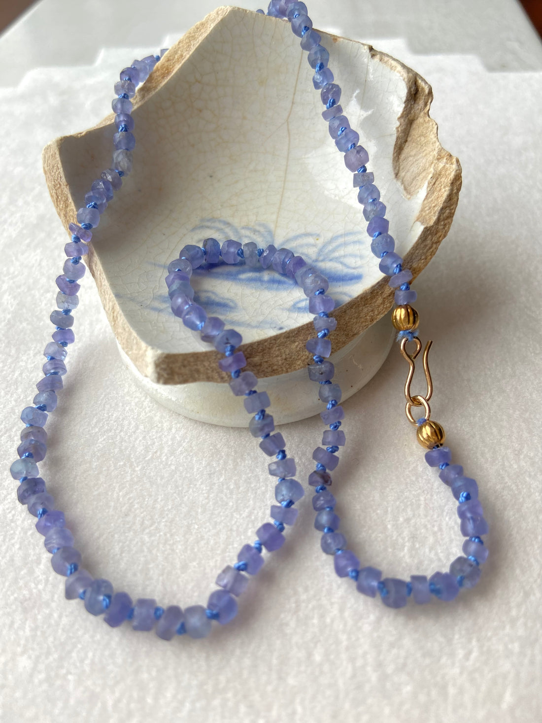 Tanzanite Silk Knotted Necklace, December Birthstone Necklace
