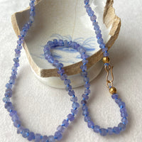 Tanzanite Silk Knotted Necklace, December Birthstone Necklace