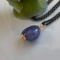 Natural Tanzanite Pendant Necklace, December Birthstone Necklace