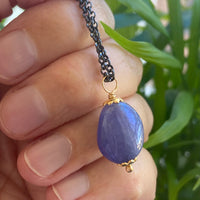 Natural Tanzanite Pendant Necklace, December Birthstone Necklace