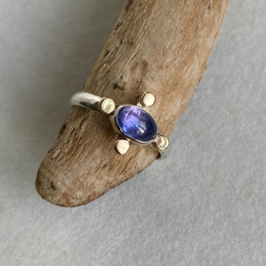 Tanzanite 14k Gold and Silver Ring, Engagement Wedding Ring