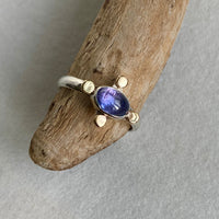 Tanzanite 14k Gold and Silver Ring, Engagement Wedding Ring