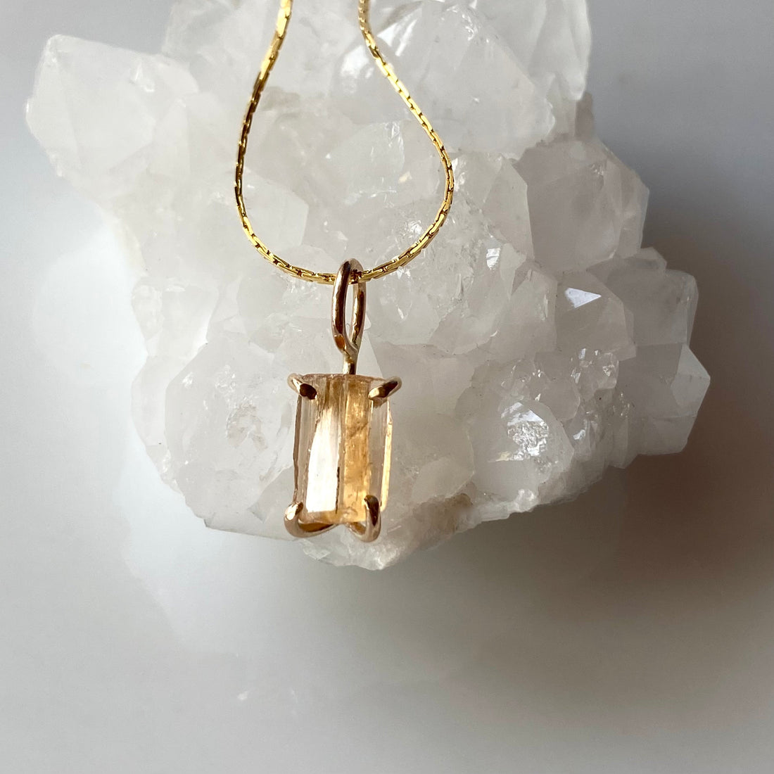 Raw Brazilian Imperial Topaz Pendant Necklace, November Birthstone Necklace