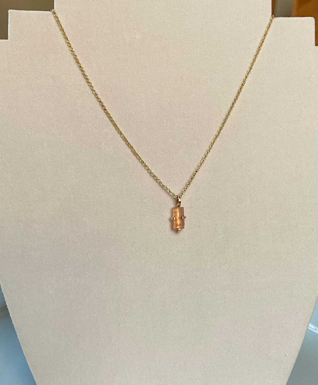 Raw Brazilian Imperial Topaz Pendant Necklace, November Birthstone