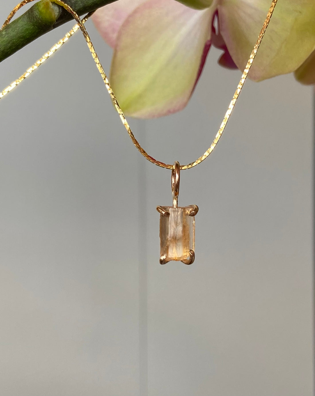 Raw Brazilian Imperial Topaz Pendant Necklace, November Birthstone Necklace