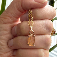 Raw Brazilian Imperial Topaz Pendant Necklace, November Birthstone Necklace